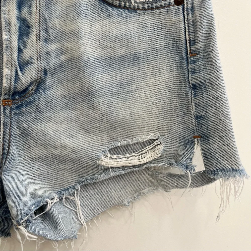 AGOLDE high rise Jaden denim jean shorts button fly distressed size 25